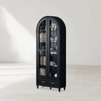 Hattie II Hohe Vitrine aus Glas, Holz, Klassisches europäisches Design