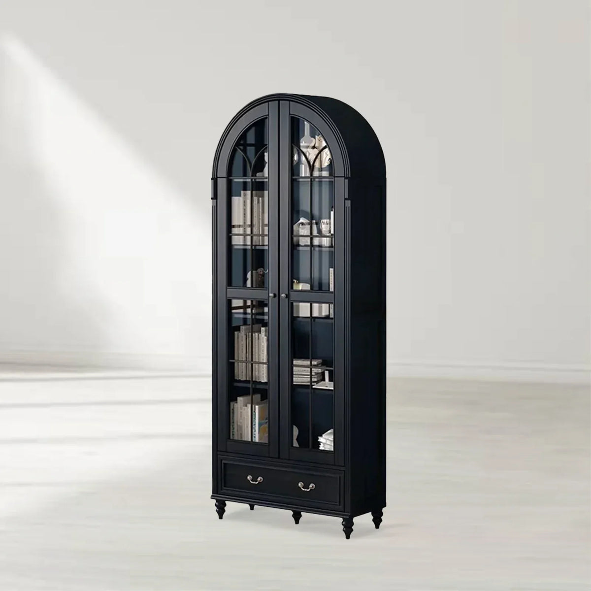 Hattie II Glass tall Display Cabinet Wood Classical European Design
