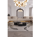 Luxury Calacatta Marble Coffee Table with Black Sculptural Base & Modern Design Center Tea Table