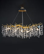 Lustre linéaire doré en forme de branche d'arbre de 122 à 183 cm pour salle à manger