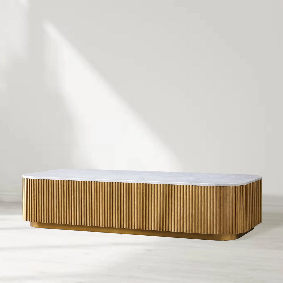 Finnley Solid Wood Coffee Table with Stone Top Center Tea Table