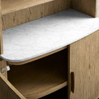 Danny Wood Hohe Vitrine mit Marmorplatte, Eichen-Sideboard, Buffet-Aufbewahrungstisch, Küchenschrank