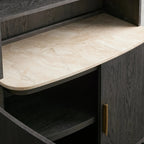 Danny Wood Hohe Vitrine mit Marmorplatte, Eichen-Sideboard, Buffet-Aufbewahrungstisch, Küchenschrank