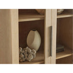 Caden Walnut Tall Display Cabinet Wood Curio Storage Cabinet Entryway Cabinet Glass Door Bookcase