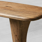 Soumaya Primavera Top Entryway Console Table Mahogany Legs Wood Organic Modernism Style Hallway Entrance Table