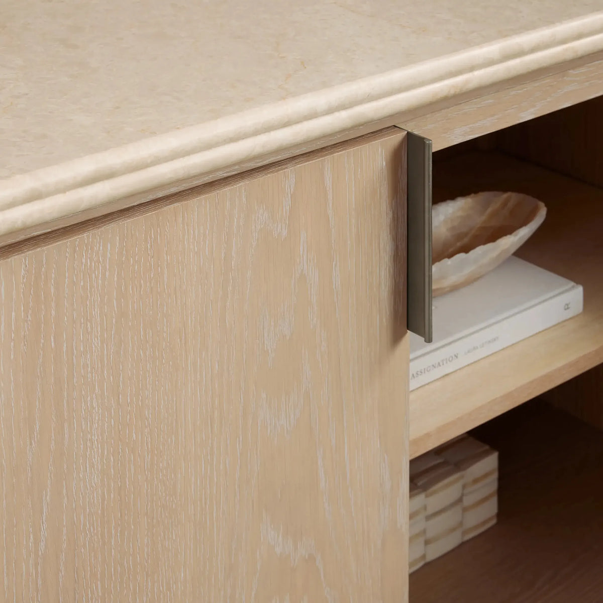 Caden Stone Top TV Stand Media Console Side Cabinet Television Storage Unit Wood Sideboard with 4-Door Modern Style