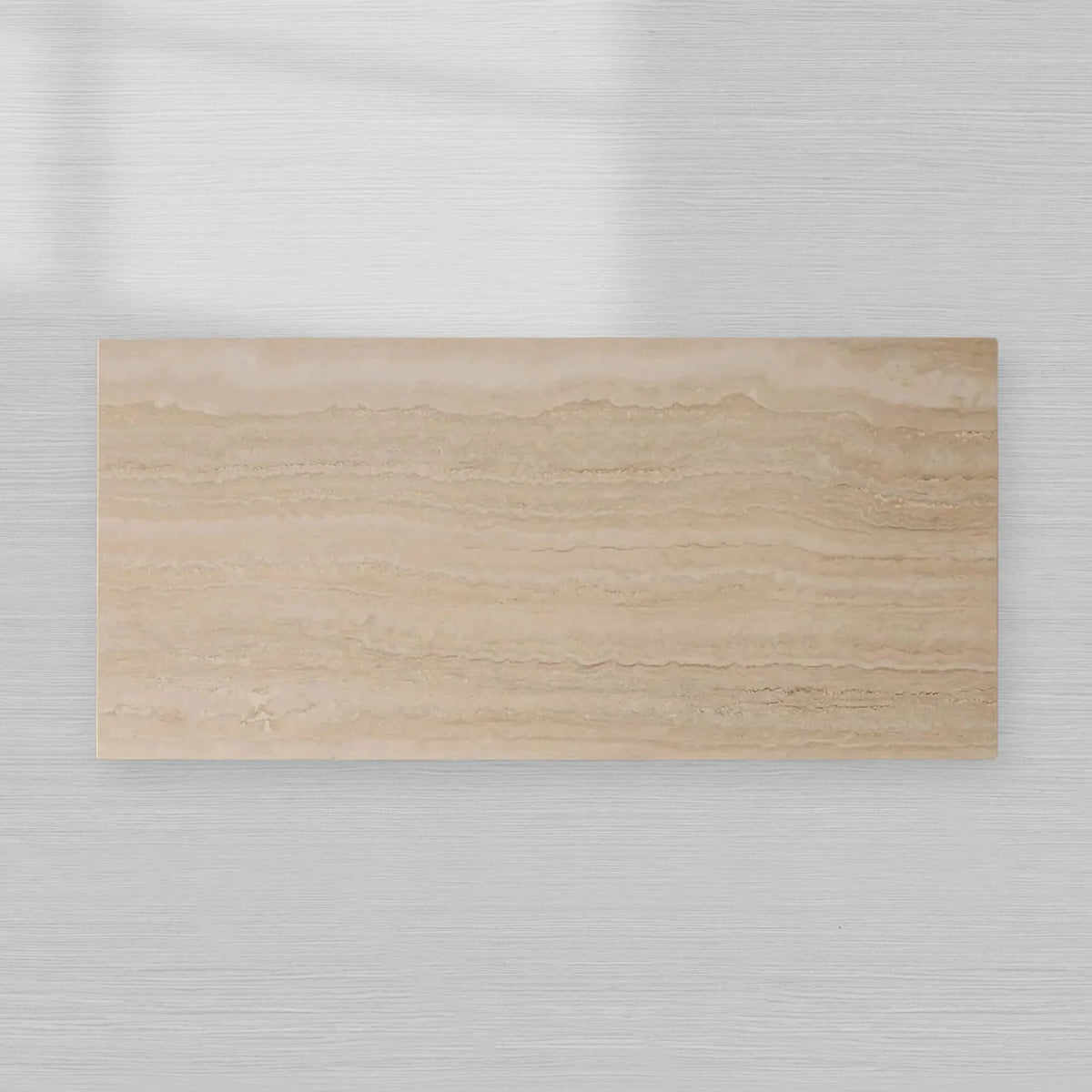Ilaria Light Travertine Coffee Table with Italian Stone Pedestal Living Room Center Tea Table Cocktail Table