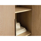 Armoire de rangement haute Caden avec portes en bois, en noyer, vitrine d'entrée ou de salle à manger.