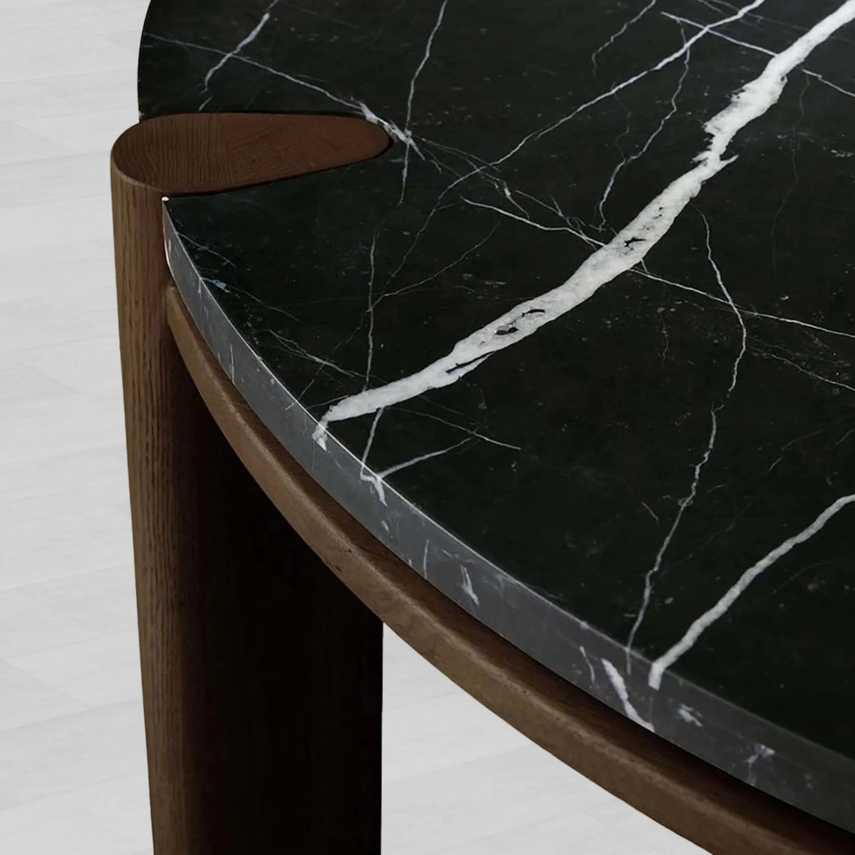 Pyet Round Marble Top Coffee Table Marble Top & Oak Wood Base Cocktail Table Living Room Center Tea Table