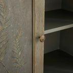 Buffet de salle à manger Cosetta avec motif de fougères peint à la main, en bois antique, meuble d'entrée