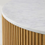 Finnley Runder Couchtisch Sofa Beistelltisch Teetisch mit Steinplatte & Messingsockel