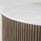 Finnley Runder Couchtisch Sofa Beistelltisch Teetisch mit Steinplatte & Messingsockel