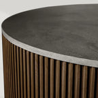 Finnley Runder Couchtisch Sofa Beistelltisch Teetisch mit Steinplatte & Messingsockel