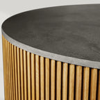 Finnley Runder Couchtisch Sofa Beistelltisch Teetisch mit Steinplatte & Messingsockel