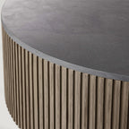 Finnley Runder Couchtisch Sofa Beistelltisch Teetisch mit Steinplatte & Messingsockel