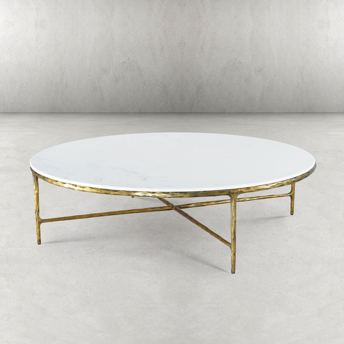 Thaddeus Metal Marble Round Coffee Table Hand-Forged Style O & X Living Sofa Center Tea Table