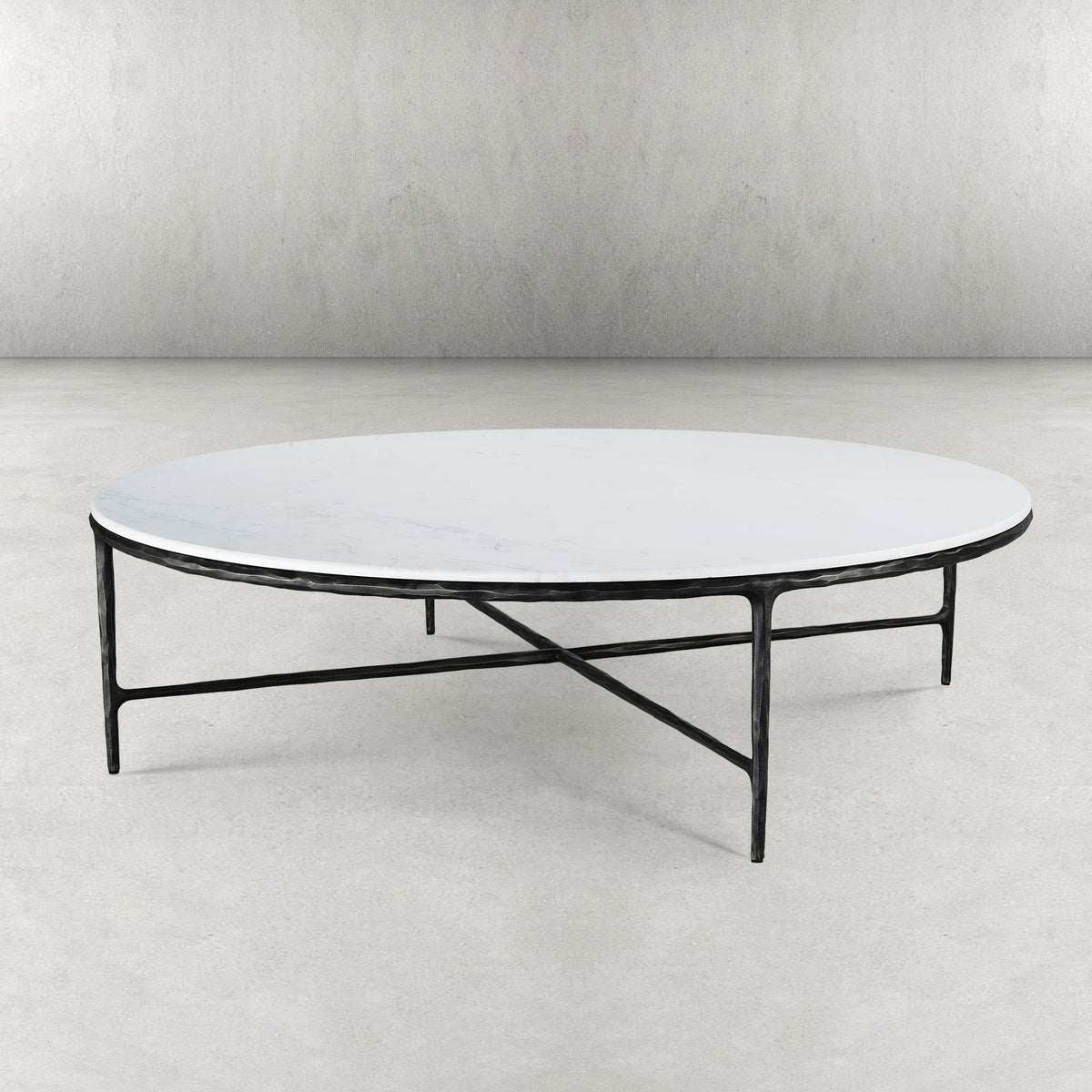 Thaddeus Metal Marble Round Coffee Table Hand-Forged Style O & X Living Sofa Center Tea Table