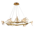 Lustre moderne en verre rond en forme d'oiseau, de 61 à 102 cm (24 à 40 pouces), pour salon.