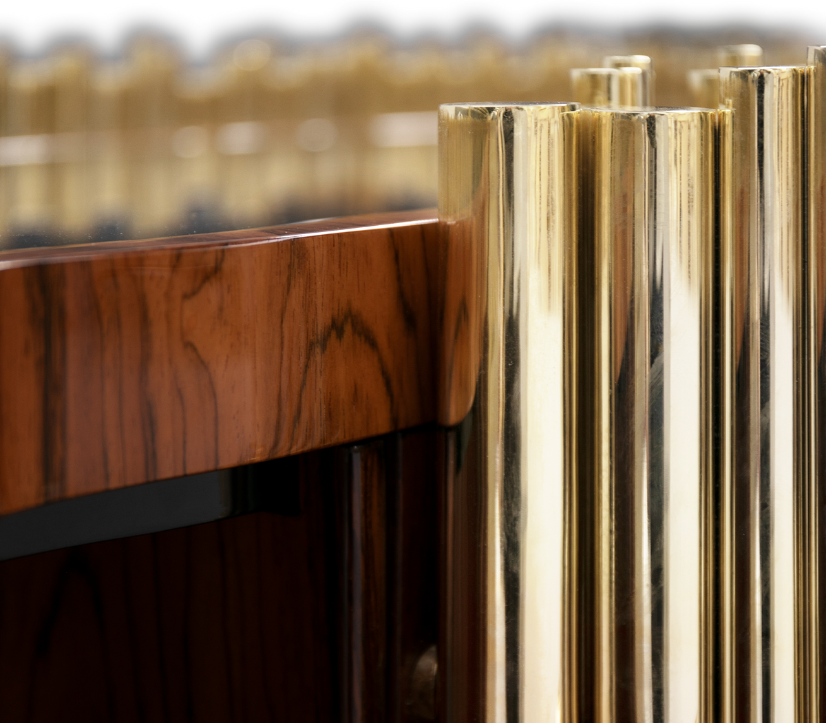 Luxury Brass Sideboard Cabinet with Sculptural Doors & Hidden Storage