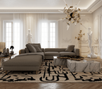 Luxury Sculptural Coffee Table Black & White High-Gloss Marble Finish