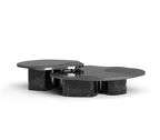 Luxury Calacatta Marble Coffee Table with Black Sculptural Base & Modern Design Center Tea Table