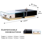 Luxury Coffee Table Set with Marble, Glass & Sculptural Gold Brass Design Center Tea Table