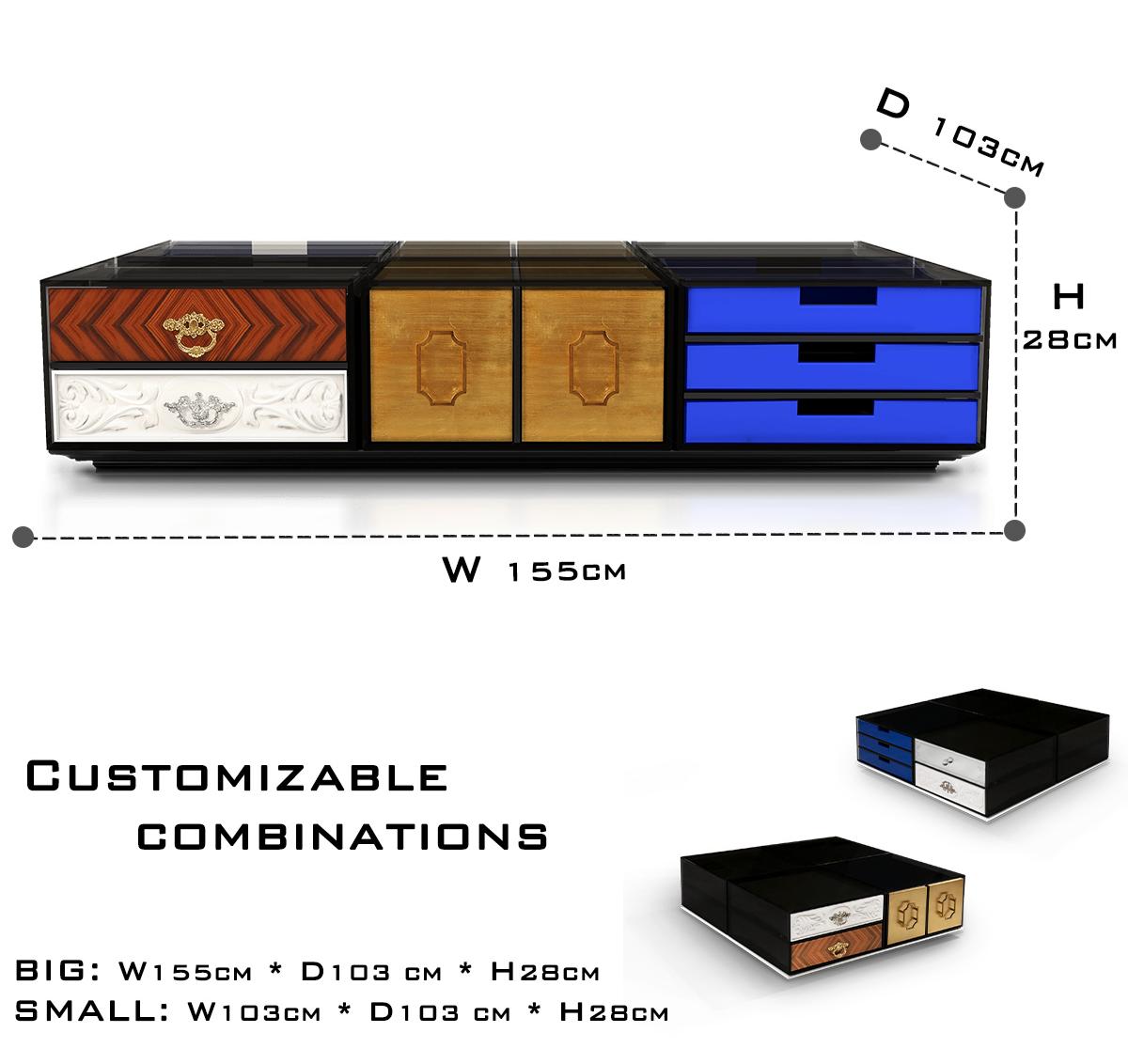 Luxury Modular Coffee Table with Geometric Design, Hidden Storage & Modern Style Center Tea Table