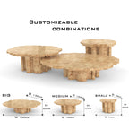Luxury Patina Brass Coffee Table Set with Round Tiered Tops & Statement Design Center Tea Table
