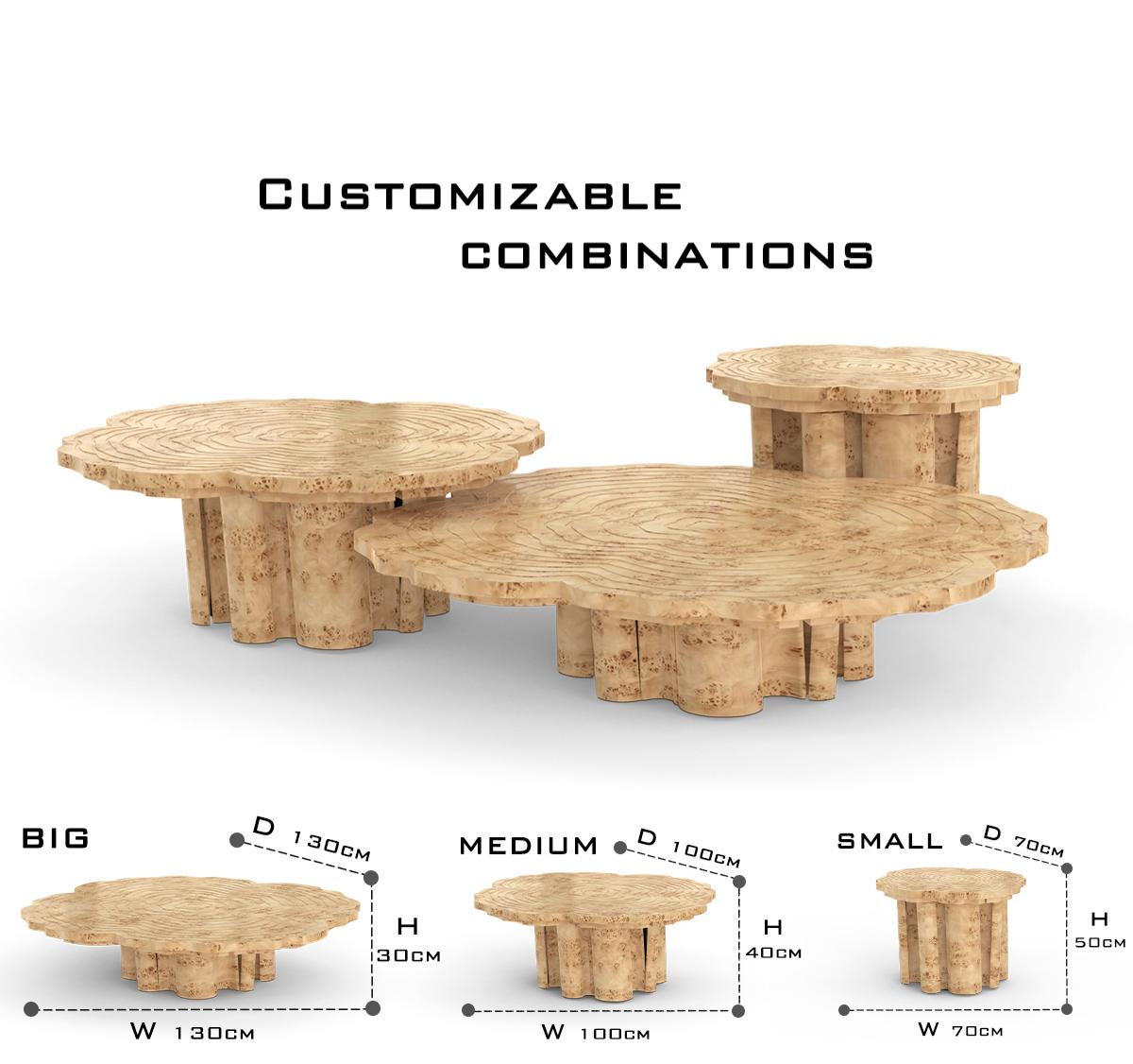 Luxury Patina Brass Coffee Table Set with Round Tiered Tops & Statement Design Center Tea Table
