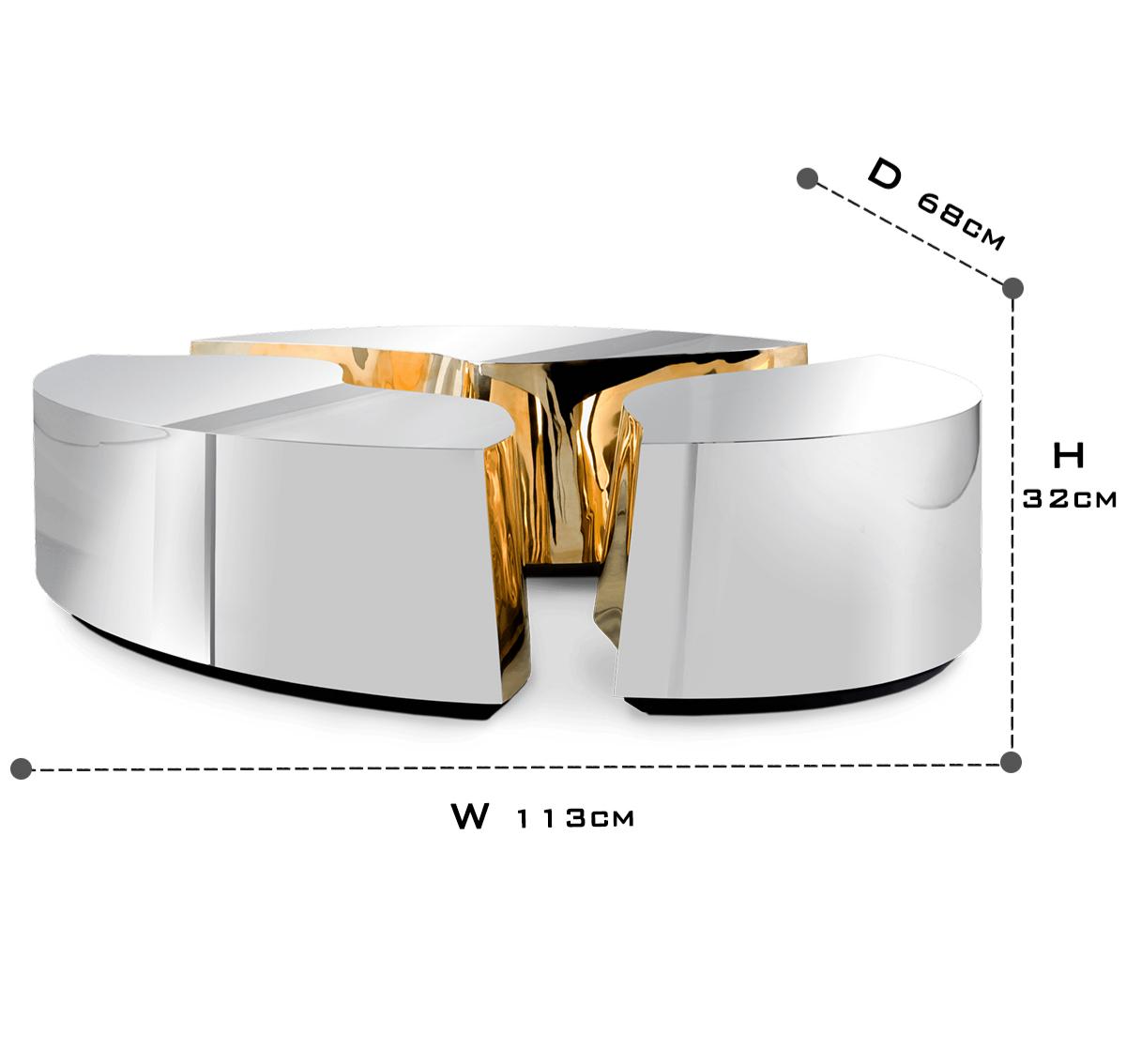 Luxury Oval Coffee Table with Sculptural Brass Accents & High Gloss Finish Center Tea Table