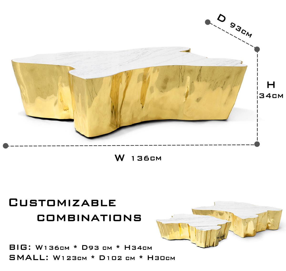 Luxury Patina Brass Coffee Table with Organic Sculptural Design & Handcrafted Finish Center Tea Table