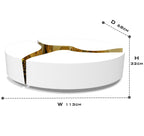 Luxury Oval Coffee Table with Sculptural Brass Accents & High Gloss Finish Center Tea Table
