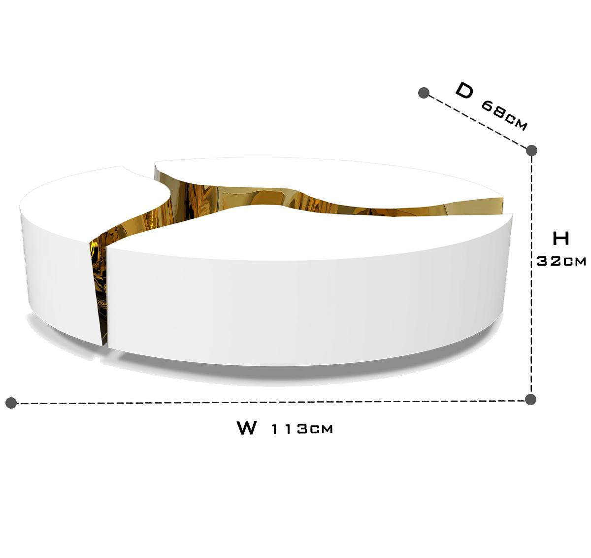 Luxury Oval Coffee Table with Sculptural Brass Accents & High Gloss Finish Center Tea Table