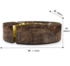 Luxury Oval Coffee Table with Sculptural Brass Accents & High Gloss Finish Center Tea Table