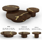 Luxury Gold Coffee Table with Round Glass Top & Sculptural Brass Base Center Tea Table