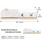 Luxury Coffee Table Set with Marble, Glass & Sculptural Gold Brass Design Center Tea Table