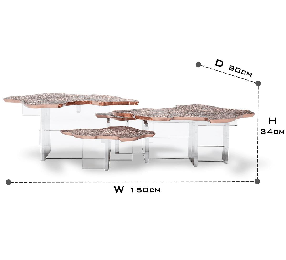 Luxury Designer Coffee Table with Hand-Painted Artistic Top & Sculptural Brass Base Center Tea Table