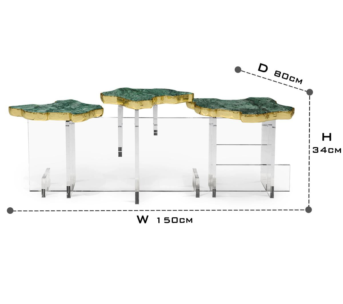 Luxury Designer Coffee Table with Hand-Painted Artistic Top & Sculptural Brass Base Center Tea Table