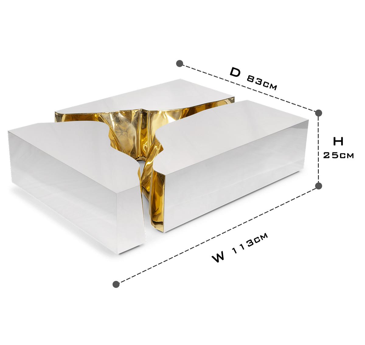 Luxury Coffee Table with Cracked Brass Sculptural Base & Smoked Glass Top Center Tea Table