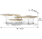 Luxury Designer Coffee Table with Hand-Painted Artistic Top & Sculptural Brass Base Center Tea Table