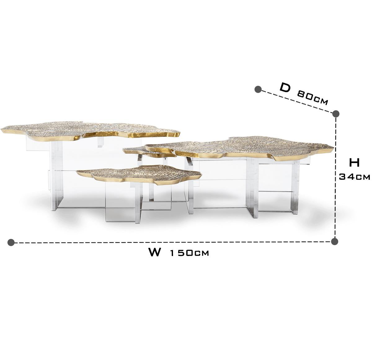 Luxury Designer Coffee Table with Hand-Painted Artistic Top & Sculptural Brass Base Center Tea Table