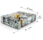 Luxury Coffee Table with Cracked Brass Sculptural Base & Smoked Glass Top Center Tea Table