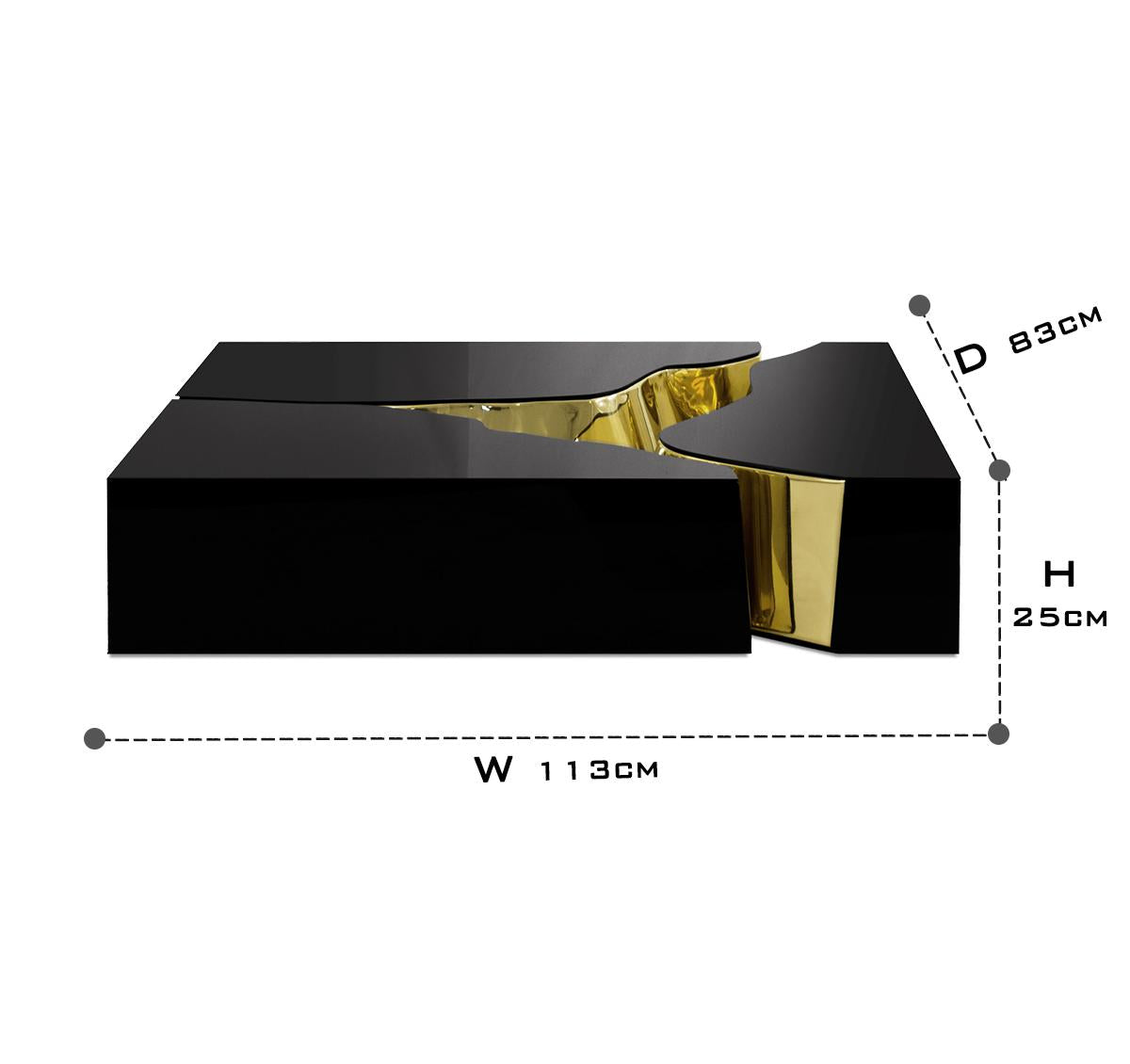 Luxury Coffee Table with Cracked Brass Sculptural Base & Smoked Glass Top Center Tea Table