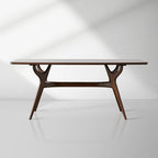 Ambra Esstisch mit rechteckiger Glasplatte, modernes Holzdesign im italienischen Stil