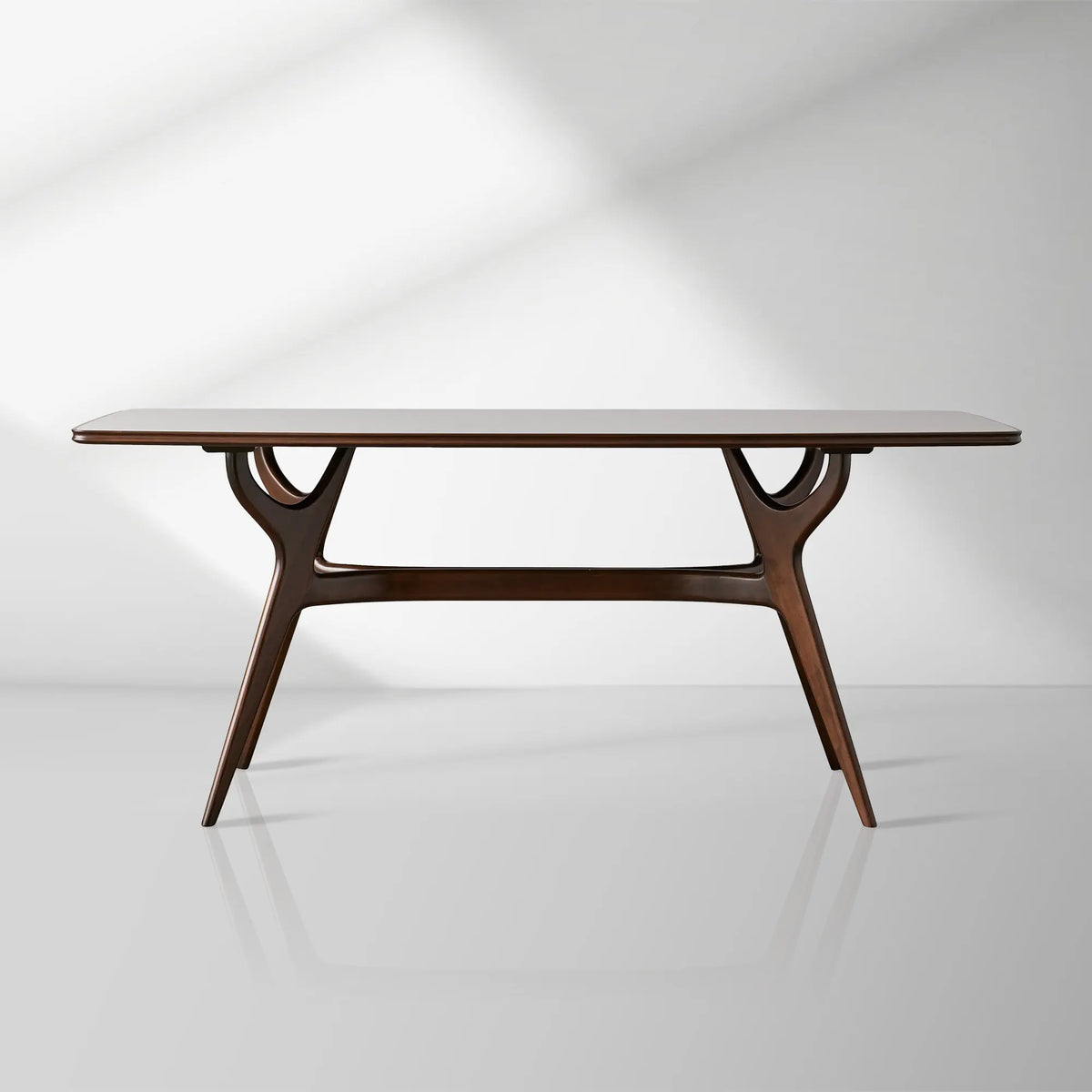 Ambra Esstisch mit rechteckiger Glasplatte, modernes Holzdesign im italienischen Stil