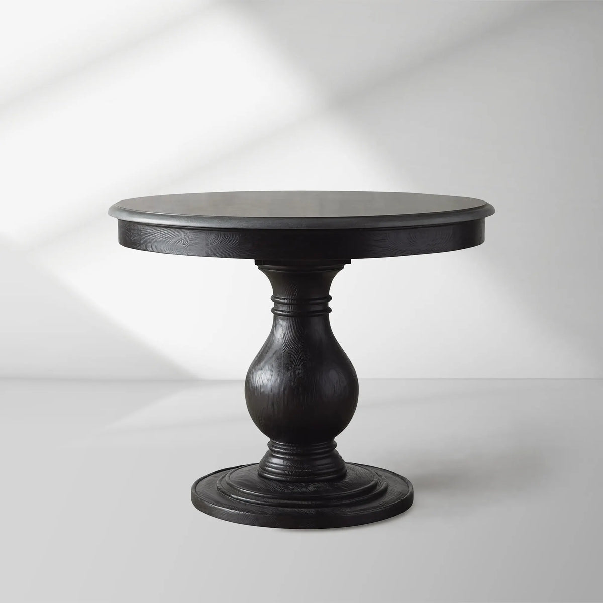 Luca Round Natural Stone Tabletop Dining Table With Pine Base
