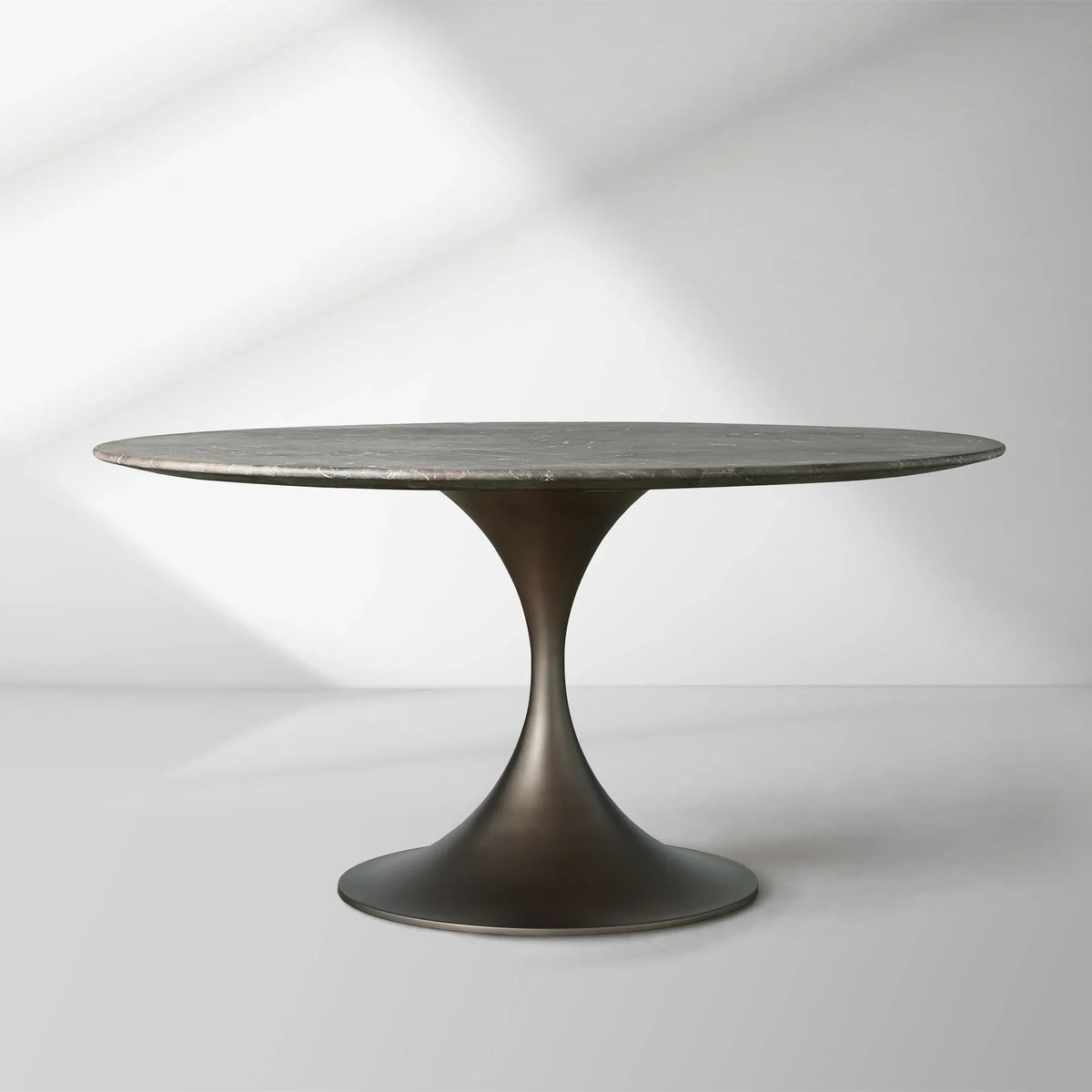 Aero Saint Germain Dining Table Round Marble Stone Tabletop Tulips Dining Table with Launette Steel Base