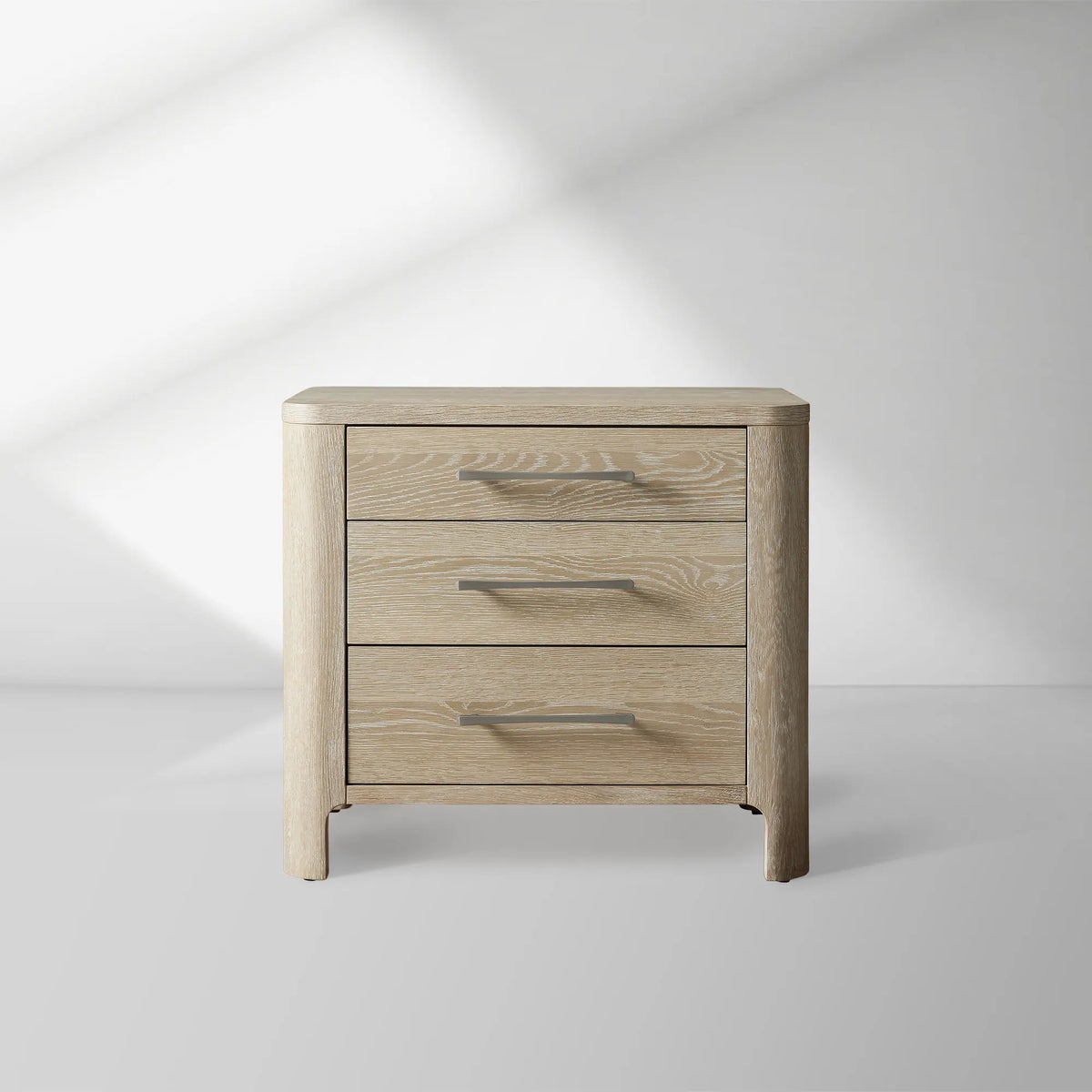 Calista Closed Oak Wood Nightstand with 2-Drawer Cabinet Wood Bedside Nightside Table