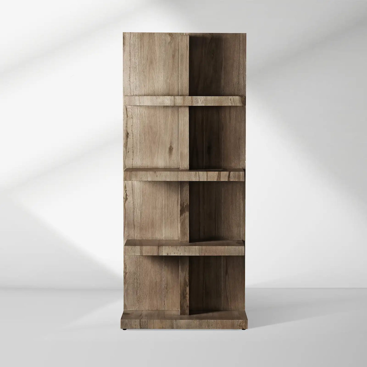 Leandro Solid Oak Wood Tall Display Cabinet Open Storage Bookcase