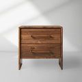 Miller Closed Nightstand with Solid Walnut Wood Nightside Table TWO-Drawer Cabinet